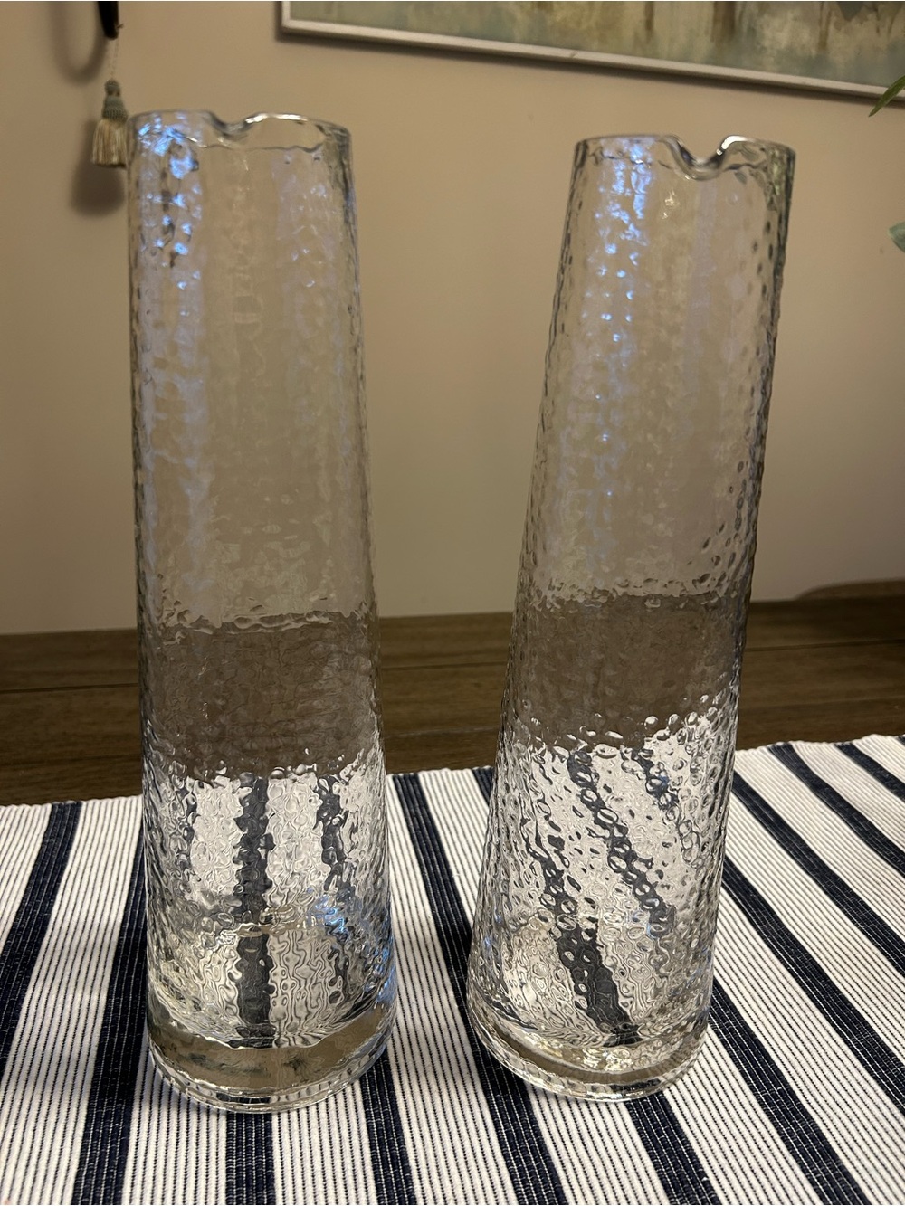 Crofton Hammered Design Glass Carafes-Set of 2